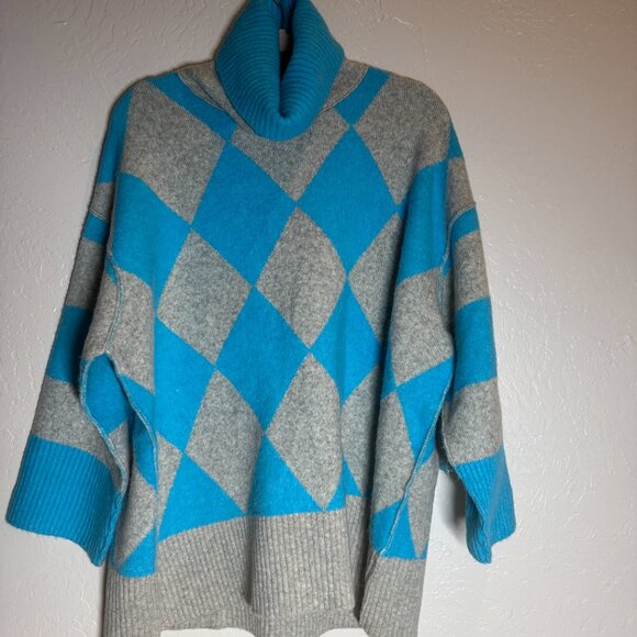 FREE PEOPLE Harley Turtleneck Blue Water World Sweater Size XS NWT - Picture 9 of 10